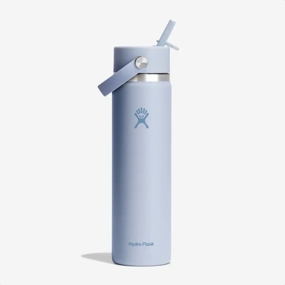New Hydroflask Wide Mouth Flex Straw 24 Oz Surf Blue Water Bottle